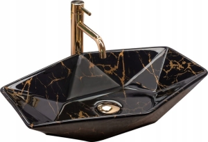 Umywalka VEGAS MARBLE czarna nablatowa