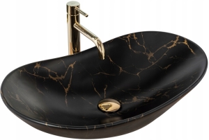 Umywalka ROYAL MARBLE czarna mat nablatowa
