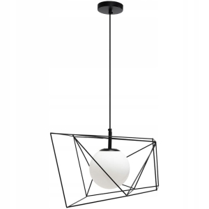 Lampa sufitowa APP1022 czarna mleczna kula
