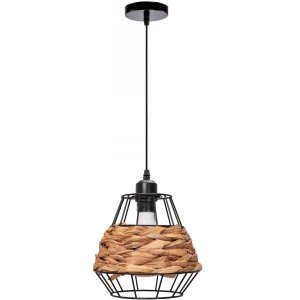 Lampa sufitowa APP989 czarna metalowa + bambus