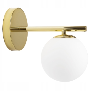 Lampa ścienna APP684 kinkiet złoty mleczna kula