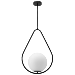 Lampa sufitowa APP938 czarna mleczna kula