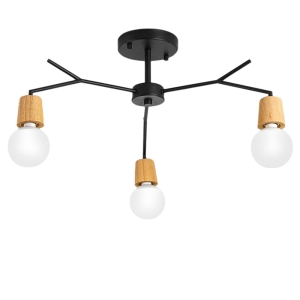 Lampa sufitowa APP693 czarna metal + drewno
