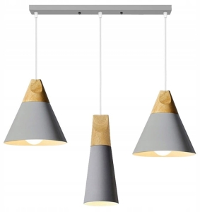 Lampa sufitowa APP065 SCANDI SET szara metal + drewno