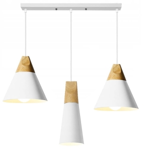 Lampa sufitowa APP064 SCANDI SET biała metal + drewno
