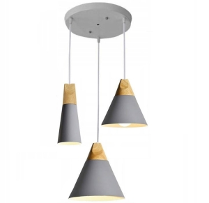 Lampa sufitowa APP068 SCANDI SET szara metal + drewno