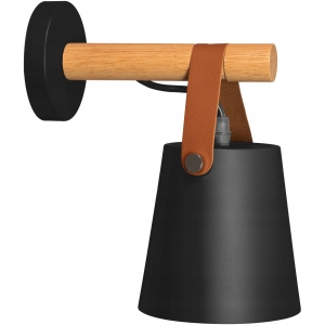 Lampa APP466 ścienna kinkiet czarny drewniany loft
