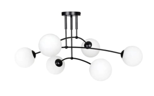 Lampa APP1576 czarna sufitowa szklane mleczne kule