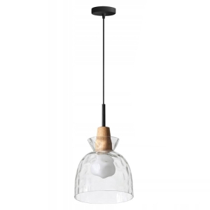 Lampa APP1182 sufitowa szklana + drewno retro boho
