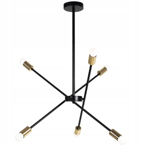 Lampa APP1116 sufitowa żyrandol czarna złota loft 6