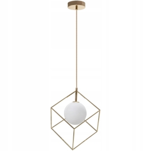 Lampa APP1210 złota sufitowa szklana mleczna kula