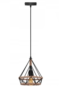 Lampa APP679 czarna wisząca jutowa boho żyrandol