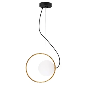 Lampa APP1273 złota sufitowa szklana mleczna kula
