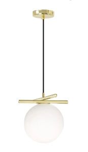 Lampa APP1667 złota sufitowa szklana mleczna kula