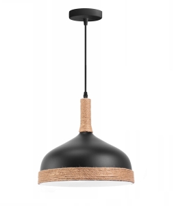Lampa APP1421 czarna wisząca jutowa boho żyrandol