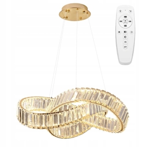 Lampa APP1538 sufitowa LED kryształowa ZŁOTA + pilot