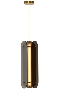 Lampa APP1676 złota LED sufitowa szklana dymiona