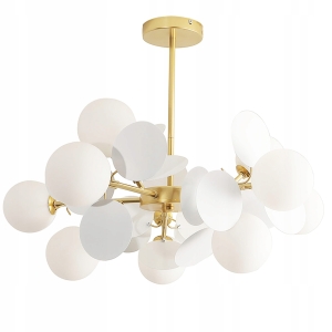 Lampa sufitowa APP1565 złota wisząca białe mleczne kule 12