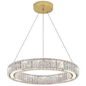 Lampa APP1079 złota żyrandol kryształowy ring LED