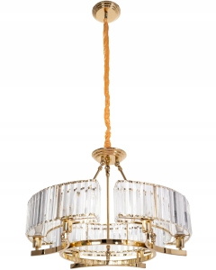Lampa APP789 złota żyrandol kryształowy ring