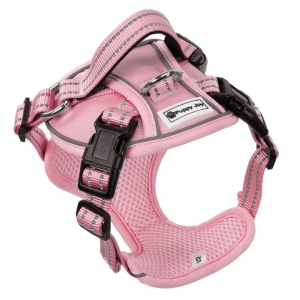 Szelki ze smyczą PJ048 różowy dla psa 48-63 cm regulowane XS