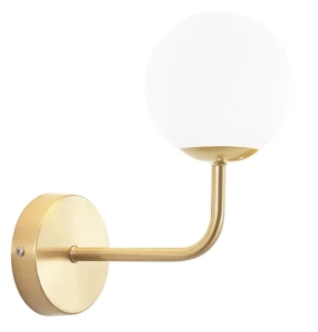 Kinkiet G096 złoty lampa ścienna mleczny klosz