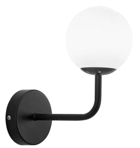 Kinkiet G095 czarny lampa ścienna mleczny klosz