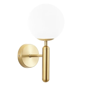 Kinkiet G098 złoty lampa ścienna mleczny klosz