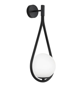 Kinkiet G093 czarny lampa ścienna mleczny klosz