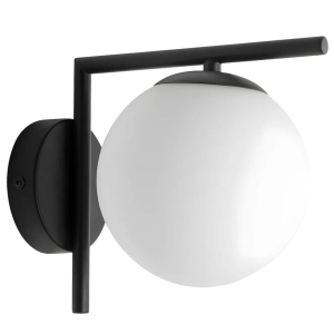 Kinkiet G101 czarny lampa ścienna mleczny klosz