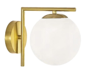 Kinkiet G102 złoty lampa ścienna mleczny klosz