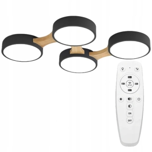 Lampa sufitowa plafon APP527 LED czarna 4 pilot