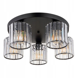 Lampa EBT023 czarna sufitowa plafon kryształowy 40