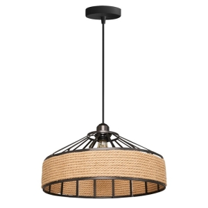 Lampa APP1317 czarna wisząca jutowa boho żyrandol