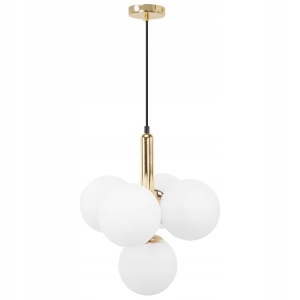 Lampa APP1574 złota sufitowa szklana mleczny klosz kule