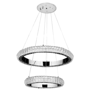 Lampa G044 LED srebrna kryształowa sufitowa żyrandol
