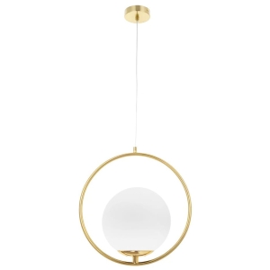 Lampa G109 złota sufitowa szklana mleczny klosz
