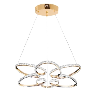 Lampa G001 złota LED kryształowa sufitowa żyrandol