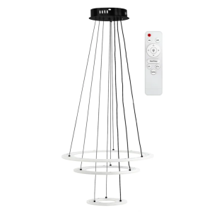 Lampa G040 LED czarna sufitowa żyrandol ring koła 20/32/46 + pilot
