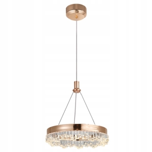 Lampa LHJ097 LED złoty róż sufitowa kryształowa ring koło 20