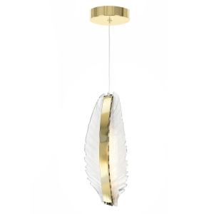 Lampa G141 LED złota wisząca sufitowa neutralna piórko