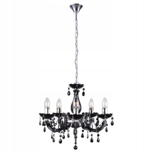 Lampa EBT002 czarna sufitowa żyrandol kryształowy 5 ramion