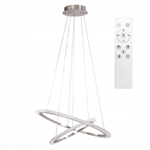 Lampa LHJ045 LED nikiel srebrna kryształowa ring żyrandol + pilot