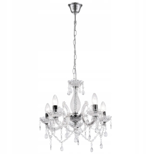 Lampa EBT004 transparentna żyrandol kryształowy 5 ramion