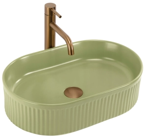 Umywalka VANDA pistacjowa mat ceramiczna ryflowana Rea