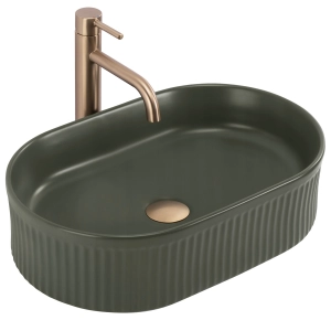 Umywalka VANDA oliwkowa mat ceramiczna ryflowana Rea