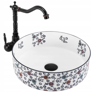 Umywalka STEFANIA FIORI matowa ceramiczna wzór rustykalna Rea