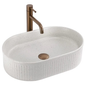 Umywalka VANDA SANDY beżowa mat ceramiczna ryflowana Rea