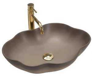 Umywalka PEARL OMBRE brązowa matowa ceramiczna Rea