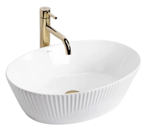 Umywalka ASTORIA biała ceramiczna nablatowa ryflowana Rea